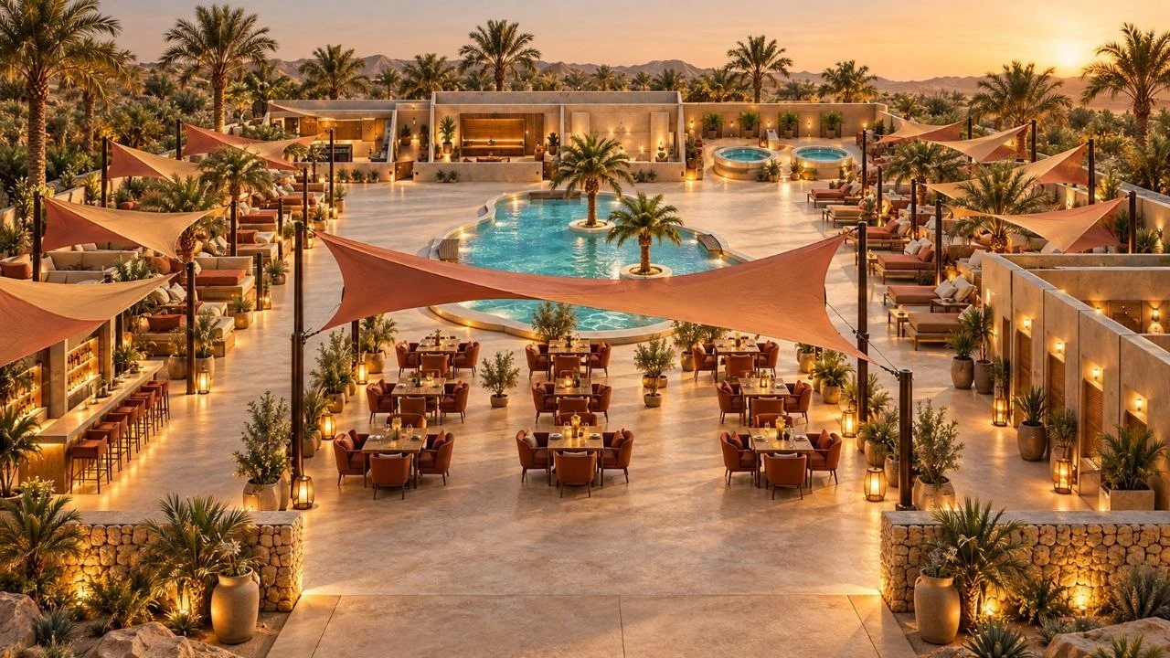 The club at sunset